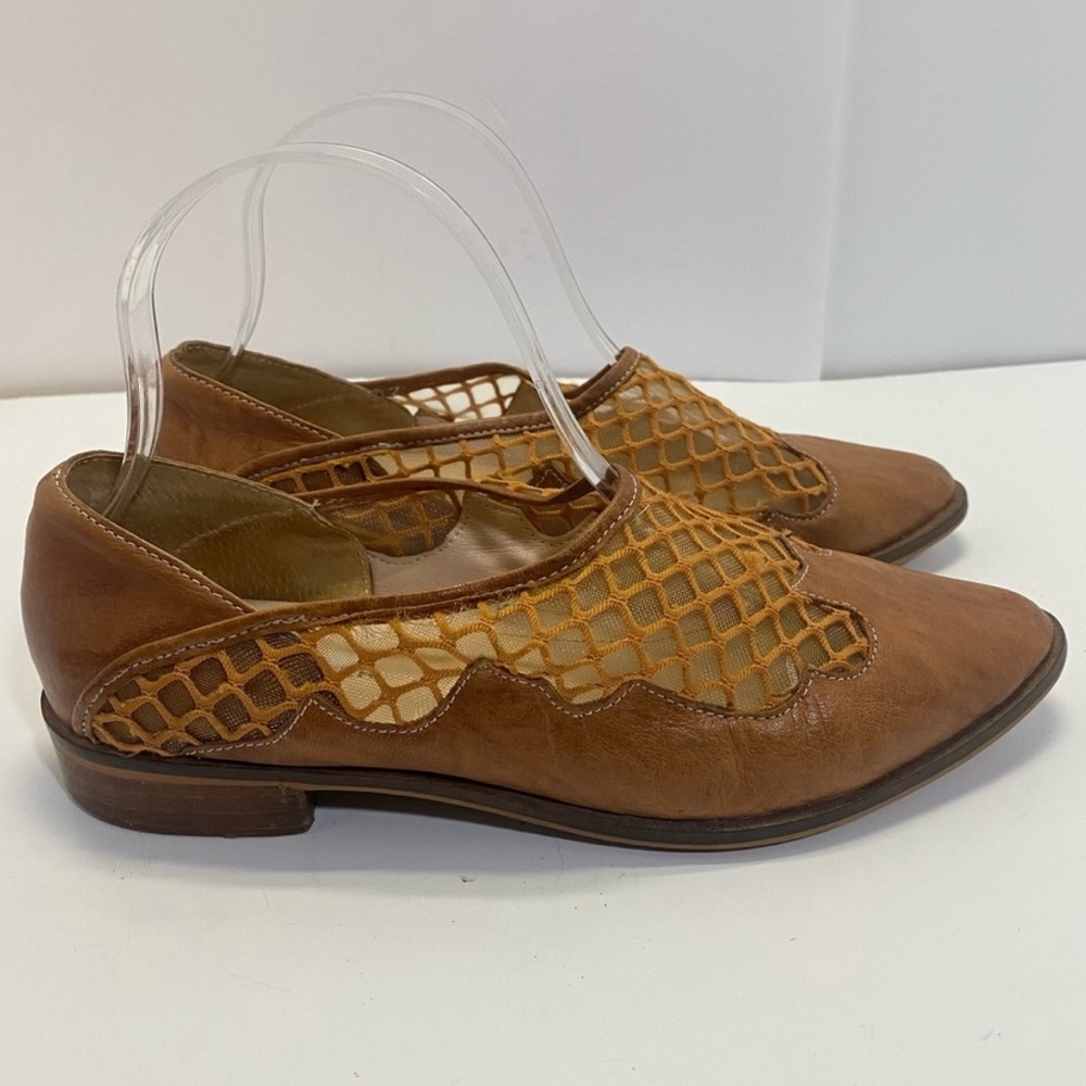 Kelsi Dagger Leather Western Style Mesh Loafers Flats